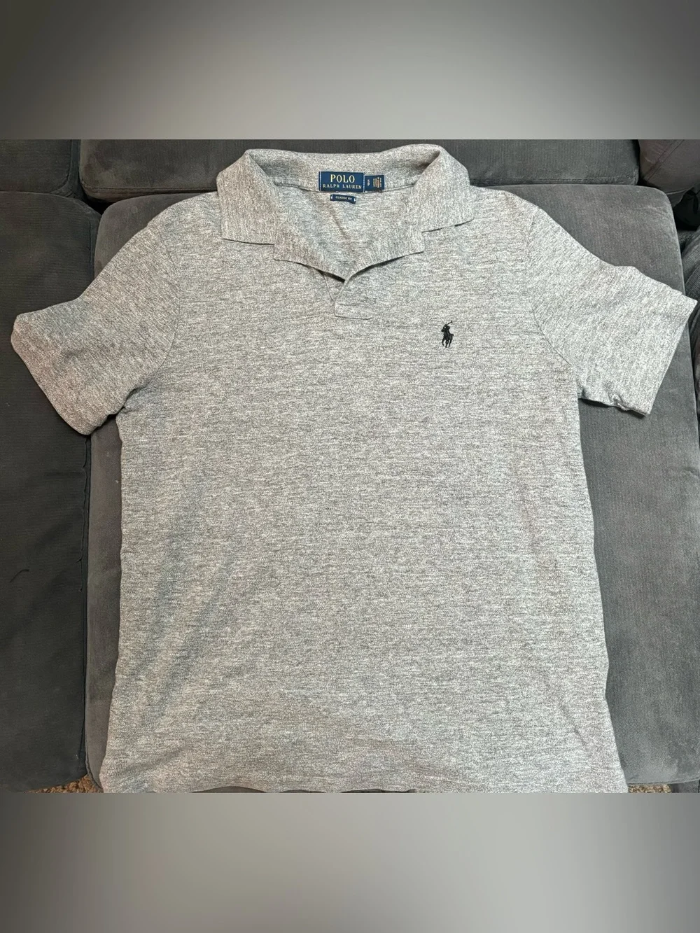 Ralph Lauren Heather Gray Polo Shirt with Navy Pony